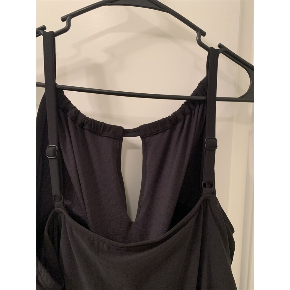Women's Black High Neck Swim Romper with Pockets One Piece Swimsuit Aqua Sz 24W - Picture 13 of 16